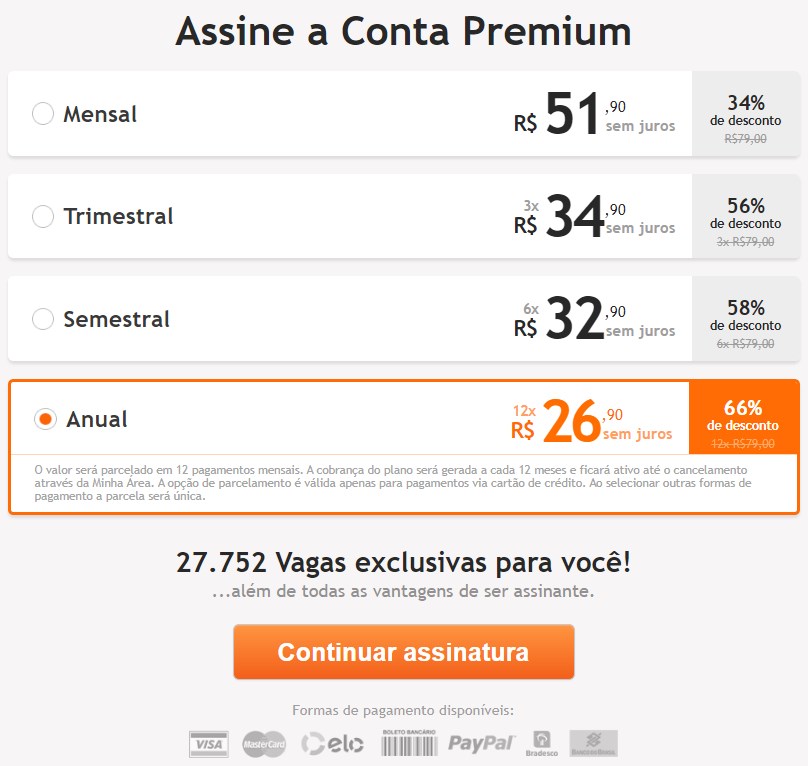 Boleto bancário: agora disponível no plano Premium Mensal!