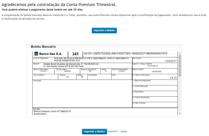 Boleto bancário: agora disponível no plano Premium Mensal!